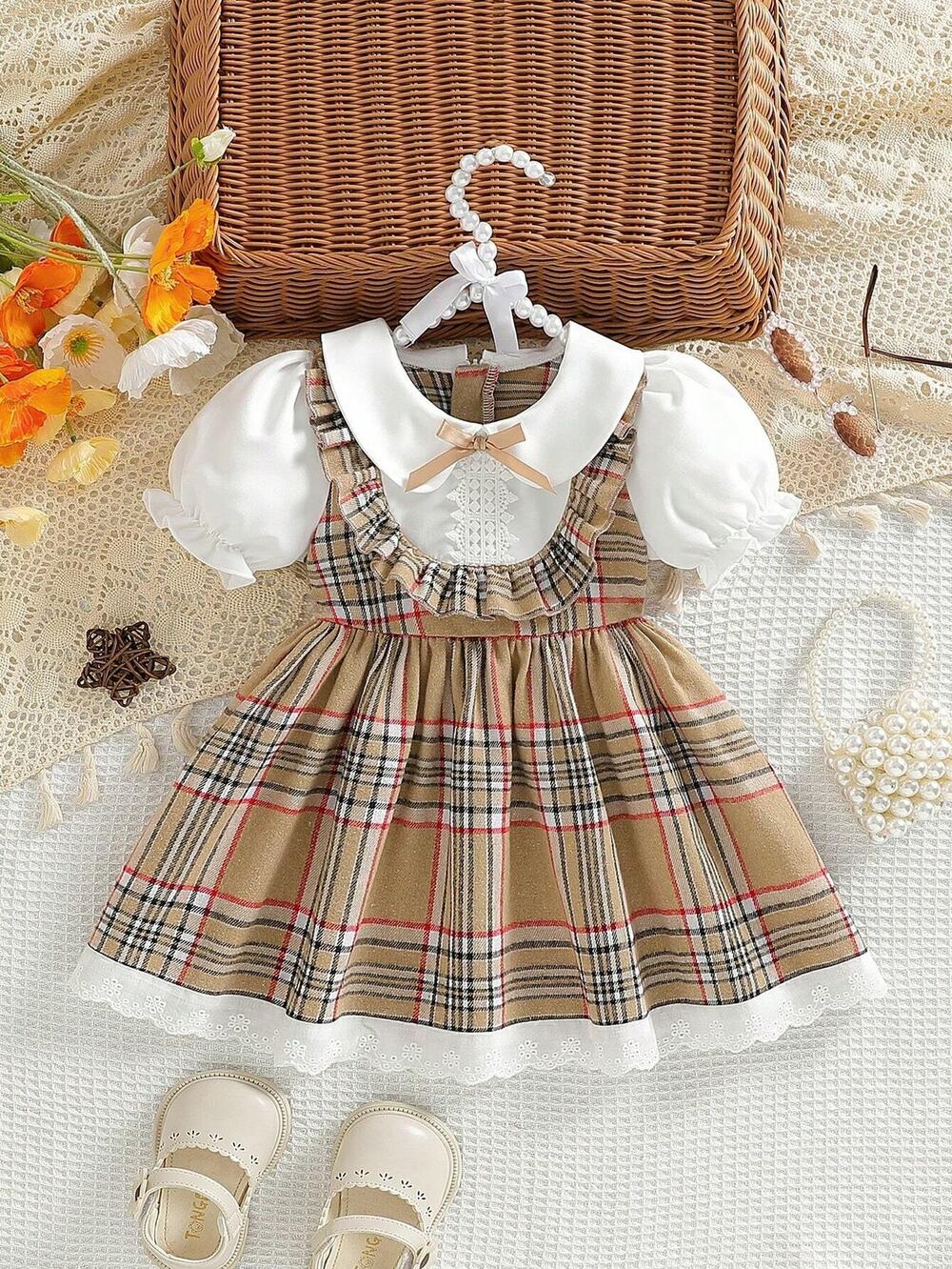 Peter Pan Collar Puff Sleeve Dress